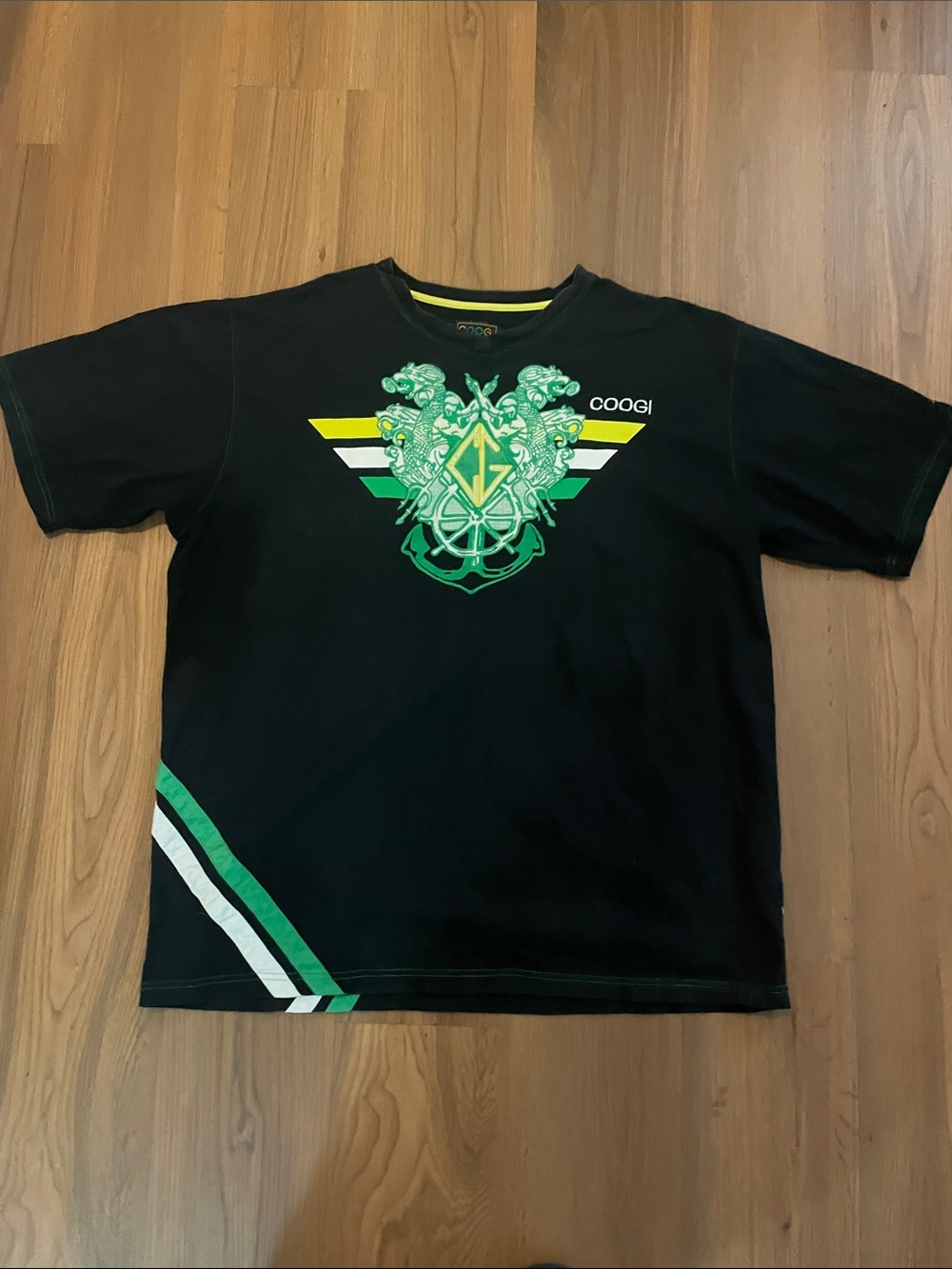 COOGI Black Short-Sleeve Tee with Green and Yellow Crest